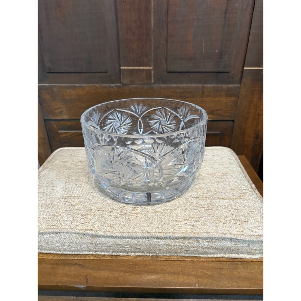 Vintage Cut Crystal Bowl: Star of David Pinwheel Design